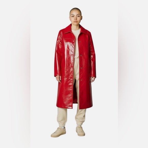 Elie Tahari Jackets & Blazers - Elie Tahari Striking Red Faux Leather Jacket